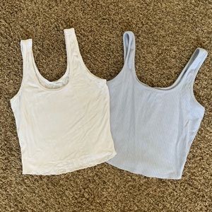Destined medium cropped tanks, white and baby blue tank tops shirt bundle.